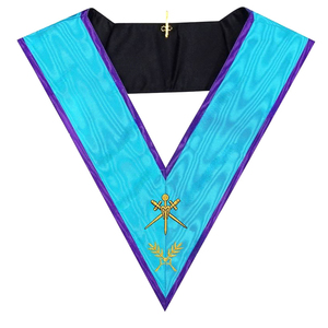 Collier maçonnique Cérémonie Maître Badge en cuir brodé Collier maçonnique Regalia de Memphis Type cousu Motif carré - Product Image 1