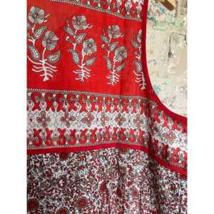 Vestido midi rojo sin mangas con estampado floral, material de nailon/algodón, decoración con borlas, elegante. - Product Image 2