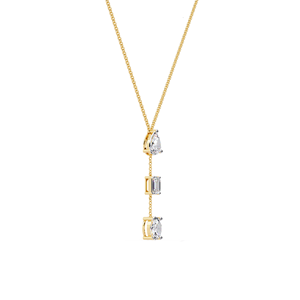 Trio personnalisé Collier goutte d'eau Élégant Brilliant Cut Lab Créé Diamants 14K Or Massif Certifié IGI pour Anniversaire de Fiançailles - Product Image 4