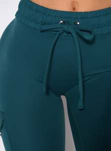 Dernier design de couleur unie de la mer foncée, legging de gym écologique à taille haute avec poches pour femmes. - Product Image 5