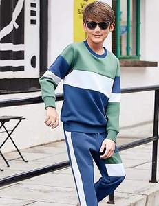 ชุดกีฬาฤดูหนาวสีทึบแบบลำลองสำหรับเด็กชุดวอร์มพร้อมฮู้ดกางเกงวิ่งออกกำลังกายผ้าฝ้ายโพลีเอสเตอร์ระบายอากาศ - Product Image 5