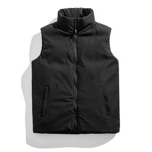 Logo personnalisé hiver gilet sans manches veste pour hommes mode col montant bouffant avec fermeture éclair - Product Image 3
