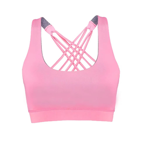 Sujetador Deportivo Elástico en 3 Direcciones para Mujer, Color Rosa, con Tirantes Cruzados, Diseño Elegante con Múltiples Tirantes, para Yoga y Gimnasio, Hecho en Pakistán, Spandex/Nailon - Product Image 5