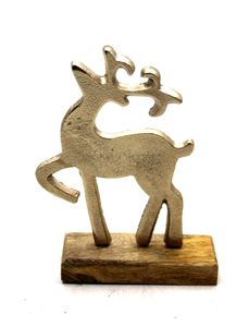 Renne décoratif de table en aluminium/bois d'art moderne unique avec base en nickel pour la décoration de la maison fait à la main en gros en vrac - Product Image 5