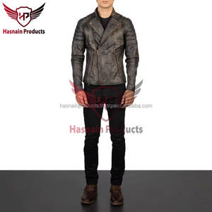 แจ็กเก็ตนักขี่จักรยานหนังแท้สำหรับผู้ชายดีไซน์พรีเมี่ยมให้ความอบอุ่นมีซิปสำหรับฤดูหนาว - Product Image 2