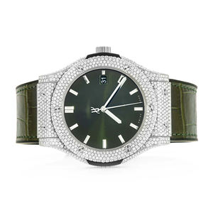 Montre Hip Hop de luxe personnalisée avec diamant Moissanite étincelant, boîtier carré, mouvement à quartz, cadran en verre, or blanc/or jaune, acier inoxydable - Product Image 1