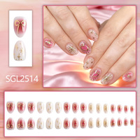A049 Valentijn Gradient Roze Metallic Goud Opzetnagels 32 stuks Zoete Licht Luxe Groothandel