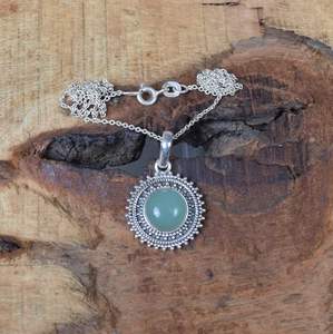 Pendentif en calcédoine aquatique, argent sterling 925, bijoux en pierres précieuses faits à la main, collier élégant et délicat pour enfants et femmes, cadeau - Product Image 1