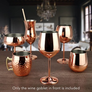 Verre à vin en acier inoxydable Divris 300 ml, design moderne et minimaliste, gobelet à long pied rond pour les fêtes - Product Image 6