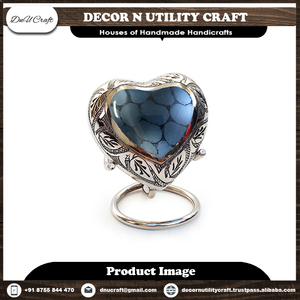 Heart Shaped Pet <b>Urn</b> Stainless Steel Antique Style Durable Casket for Ashes - Product Image 2