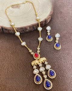 Ensemble collier boucles d'oreilles en moissanite de grande qualité plaqué or pour femme, cadeau de fiançailles traditionnel pour mariage - Product Image 2