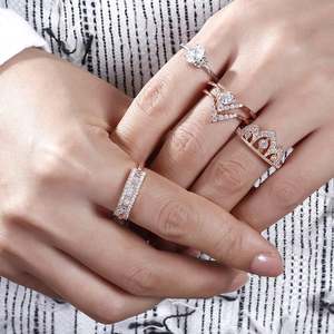 Jeulia Rhodium-Plated Sterling Silver V-Shape Fashion <b>Ring</b> <b>Adjustable</b> Romantic Anniversary Band - Product Image 5