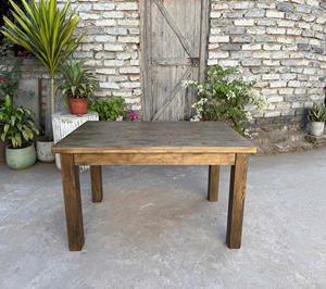 Table à manger rustique en bois antique de style campagnard français, table de ferme vintage en bois massif pour ferme, hôtel ou usage extérieur, Vietnam - Product Image 3