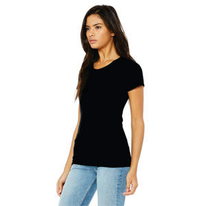 Airlume-Camiseta de manga corta para mujer, 50% poliéster, 25% algodón, 25% rayón, 3,8 onzas, color negro sólido, Triblend - Product Image 2