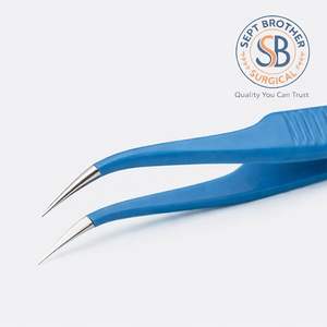 Pinzas Electroquirúrgicas de Alta Precisión con Mango Azul Aislado |   Pinzas Quirúrgicas de Acero Inoxidable - Product Image 3