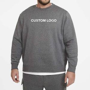 Pull couleur unie manches longues col rond vêtements pour hommes sweats à capuche 100% coton Logo personnalisé basiques sweats pour hommes - Product Image 4