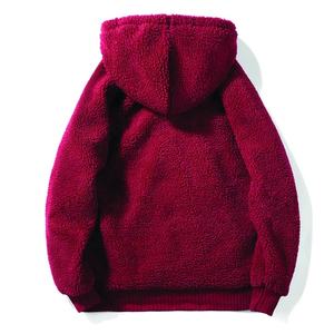Sweat-shirt à capuche en polaire douce pour homme, vêtement d'hiver unisexe, décontracté, surdimensionné, rouge - Product Image 2