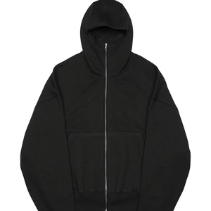 Nueva cremallera completa personalizada 100% algodón pasamontañas sudaderas calle de gran tamaño Zip up Hoodie Drop Shoulder - Product Image 1