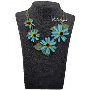 Abrir Mavi İğne Oyası Papatya Kolye Collar de moda - Product Image 1