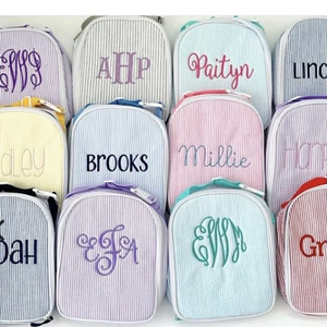 व्यक्तिगत स्ट्रिप्ड मेकअप बैग मोनोग्राम्प्ड सीयरकर लंच बैग सीयरकर दोपहर - Product Image 2