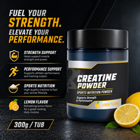 Complément de créatine en poudre 300g Créatine monohydrate saveur citron Nutrition sportive pour la force musculaire et les performances Marque privée