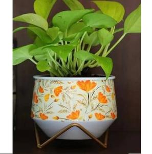 Maceta de Metal de Diseño Artesanal con Acabado Esmaltado para Decoración de Celebraciones y Eventos - Product Image 4