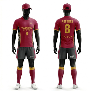 Camiseta de Árbitro de Rugby para Hombre, 180 GSM, Poliéster Premium, Tejido Transpirable, Paneles con Rayas Rojas y Negras, Logotipo Personalizado Sublimado - Product Image 4