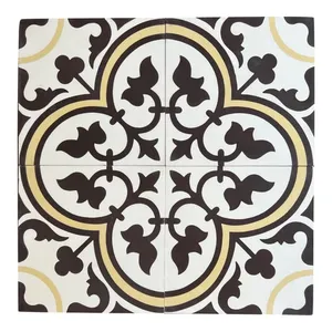 Flora Encáustic 8x8 Azulejo de piso de cemento genuino blanco amarillo pulido para pared/piso al aire libre e Interior 1 PIEZA - Product Image 1