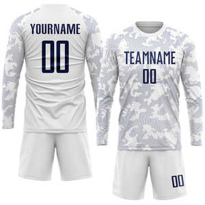Conjunto de Uniformes Deportivos de Fútbol para Hombre, Sublimación, Fabricante de Camisetas de Fútbol de Pakistán, Jersey y Pantalones Cortos de Fútbol Personalizados al por Mayor, Patrón Blanco y Azul - Product Image 4