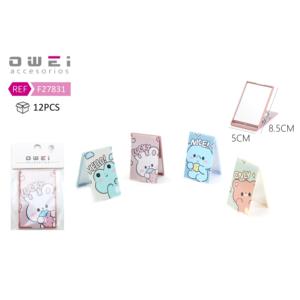 Miroir de maquillage pliant rectangulaire mignon avec des dimensions 5.3*8.3 avec un motif attrayant - Product Image 1