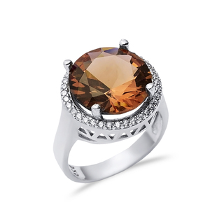 Classic Round Sultanite Cluster <b>Ring</b> Rhodium-Plated HAndmade Turkish <b>925</b> Sterling <b>Silver</b> Jewelry for Wholesale buyer - Product Image 3