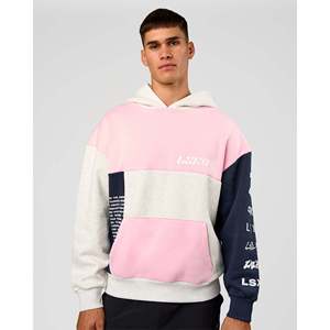 Sudadera con Capucha Desestructurada de Forro Polar - Gris Jaspeado Azul Marino Marshmallow - Estampado y Bordado de Silicona para Invierno - Product Image 2
