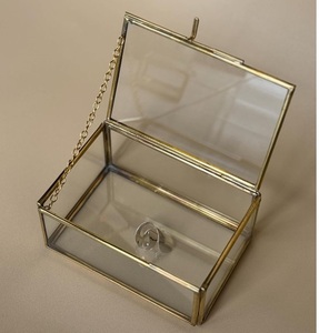 Jewelry Box Made of Brass and Glass Storage for Photos Postcards and <b>Small</b> <b>Notebook</b> Decoration for Living and Study - Product Image 1