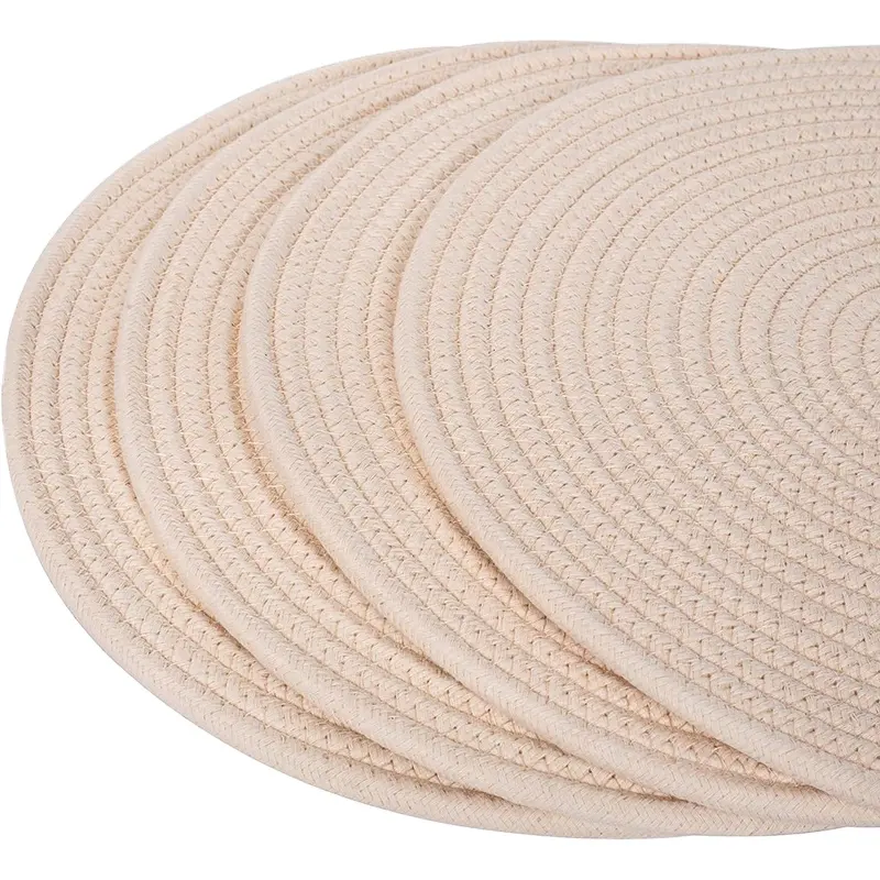 Luxo Algodão Lavável Elegante Place Mat Mesa De Jantar De Algodão Rattan Place Mat Para Vidro