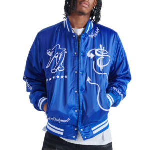 Chaquetas universitarias de satén de seda personalizadas Chaqueta de satén universitaria bordada de baloncesto deportivo para hombres - Product Image 4