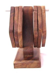 Natural Wooden Square Shape 3 Inch <b>Coaster</b> with Wood Stand Hanging Design for Home Kitchen Office <b>Table</b> Top Desktop Decor - Product Image 3