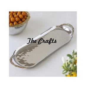 Plateau de service à dessert couleur argent en acier inoxydable avec plateau de dattes de chocolats de qualité exclusive à bas prix - Product Image 1