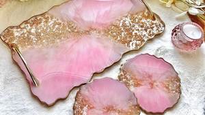 ที่รองแก้วเรซิ่นลายหินอ่อนดีไซน์เก๋ทันสมัยเคลือบทอง สำหรับกาแฟและชา - Product Image 3