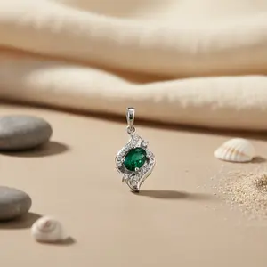 จี้เงินแท้ 925 ชุบโรเดียมสีโรสโกลด์ ทรงมรกต สำหรับผู้หญิง ทำด้วยมือ - Product Image 3