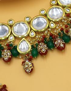 Jewellery Set Best Quality Kundan Stone <b>Small</b> Beads Work Indian Traditional Imitation <b>Necklace</b> Set Earrings Dubai Jewelry - Product Image 2