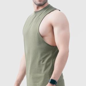 Camiseta sin mangas de entrenamiento de gimnasio de 100% algodón para hombre de marca al por mayor, chaleco transpirable informal de verano de secado rápido, camiseta tejida de punto - Product Image 4