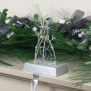 Christmas <b>Stocking</b> <b>Holder</b> Metal Stand for Fireplace Mantel Festive Santa Snowman Reindeer Snowman Holiday Decor - Product Image 1