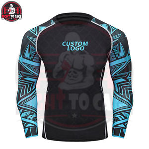 บริการ OEM เสื้อผ้าสำหรับต่อสู้คุณภาพสูง พิมพ์ลายตามสั่ง เสื้อรัดกล้ามเนื้อแขนยาวสำหรับผู้ชาย MMA ผลิตจากโพลีเอสเตอร์/สแปนเด็กซ์/ไนลอน 220 กรัม แห้งเร็ว - Product Image 5