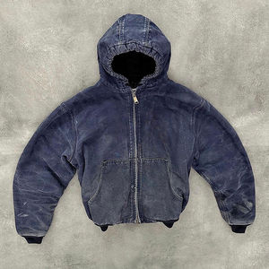 Chaqueta Vintage Personalizada con Lavado a la Piedra, Impresión Serigrafiada, Algodón Grueso, Cierre de Cremallera, Sudadera con Capucha Gruesa con Lavado Ácido para Hombre - Product Image 4