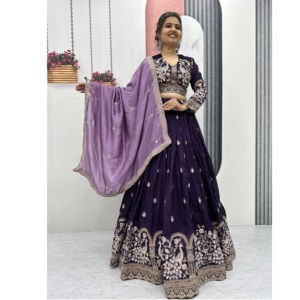 Ropa tradicional india Nuevo Festival Lehenga Choli con hilo de bordado pesado y ropa de fiesta de trabajo de secuencia Lehenga Choli - Product Image 1