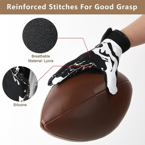 Gants de football américain personnalisés avec protection des mains Gants en cuir à doigts entiers Matériel d'entraînement Hommes Femmes Sports 2025 - Product Image 6