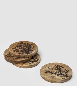 Posavasos de nogal Posavasos de cuero de PU personalizado de forma cuadrada con logotipo grabado láser - Product Image 2