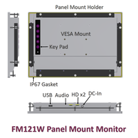 Moniteur industriel embarqué avec écran TFT tactile capacitif/résistif à atténuation automatique pour usage professionnel