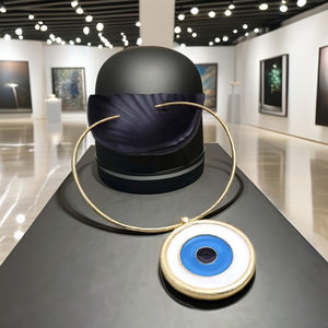 Colgante de declaración hecho a mano Diseño de mal de ojo Estilo clásico Collar de Gargantilla de inspiración cristiana Chapado en oro para fines de protección - Product Image 2