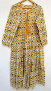 Nouvelle Collection Tie Dye Long Kaftan Col En V Demi-Manches Rayonne Tissu Lâche Robe Côté Fente Printemps À La Mode Bouton Naturel - Product Image 4